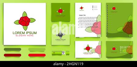 fruit grapes and leaf logo business branding package template Designs Inspiration Isolated on White Background Stock Vector