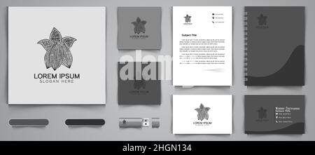 hand drawn cacao, chocolate logo business branding package template Designs Inspiration Isolated on White Background Stock Vector