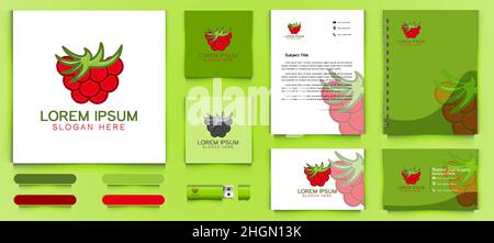 fruit grapes and leaf logo business branding package template Designs Inspiration Isolated on White Background Stock Vector