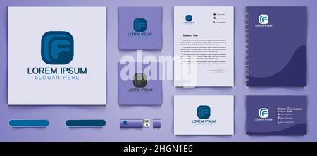 letter F logo and business branding template Designs Inspiration Isolated on White Background Stock Vector