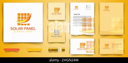solar element logo and business branding template Designs Inspiration Isolated on White Background Stock Vector