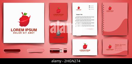 red apple logo and business branding template Designs Inspiration Isolated on White Background Stock Vector