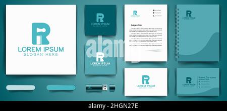 initial R, whole key, opened door logo and business branding template Designs Inspiration Isolated on White Background Stock Vector