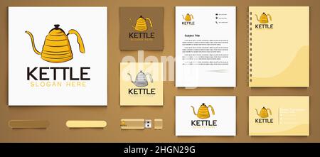 tea pot logo and business branding template Designs Inspiration Isolated on White Background Stock Vector