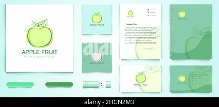 green apple logo and business branding template Designs Inspiration Isolated on White Background Stock Vector