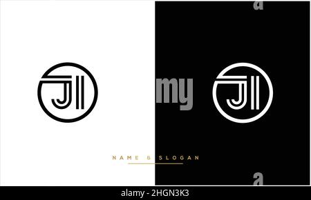 JI, IJ Abstract Letters Logo monogram Stock Vector