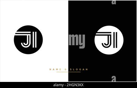 JI, IJ Abstract Letters Logo monogram Stock Vector