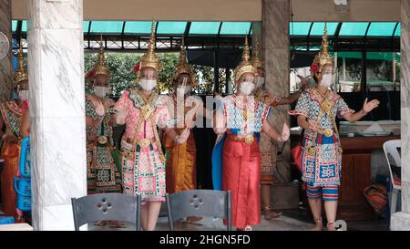 The Erawan Shrine, aka Thao Maha Phrom Shrine Bangkok Thailand Stock Photo