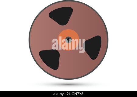 Magnetic tape reel on white background, conceptual vector Stock Vector