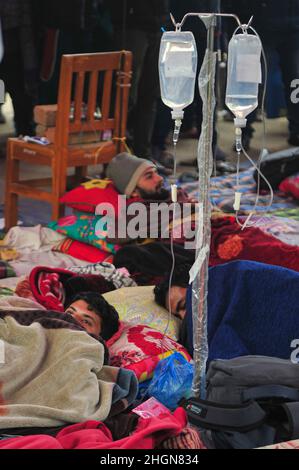 Non Exclusive: SYLHET, BANGLADESH - JAN 21, 2022: Students have been sick after hunger strike to demand the resignation of Farid Uddin Ahmed, Vice-Cha Stock Photo