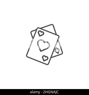 Magic trick cards line icon. linear style sign for mobile concept and web design. Magical Playing Cards outline vector icon. Symbol, logo illustration Stock Vector