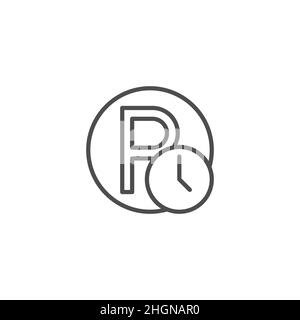 Parking time line icon. linear style sign for mobile concept and web design. Car parking and clock outline vector icon. Symbol, logo illustration. Vec Stock Vector