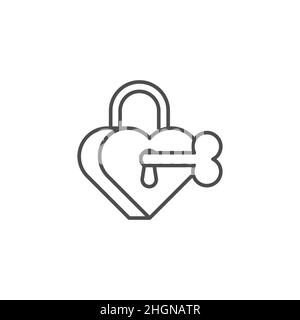 Heart lock with key line icon. linear style sign for mobile concept and web design. Heart-shaped padlock outline vector icon. Symbol, logo illustratio Stock Vector