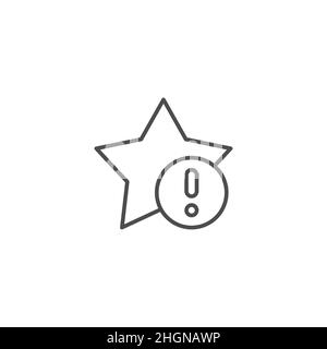 Important star bookmark outline icon. linear style sign for mobile concept and web design. Favorite bookmark exclamation mark simple line vector icon. Stock Vector