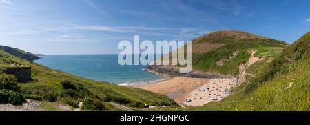 Panoramic view over Mwnt beach in Ceredigion on the welsh coast Stock Photo
