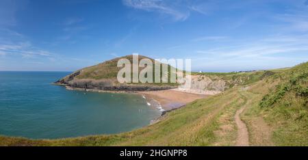 Panoramic view over Mwnt beach in Ceredigion on the welsh coast Stock Photo
