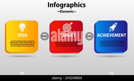 Three steps business infographics elements isolated on white background Stock Vector