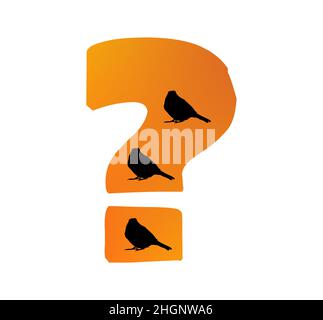 Number ? of the alphabet made with color orange and three silhouette of birds, isolated on a white background; vector Stock Vector