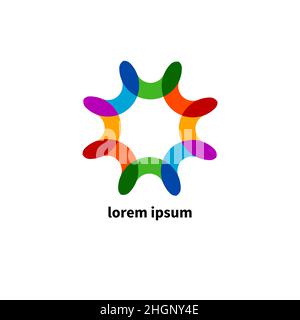 Teamwork icon, unity of people logo. Friendship, family abstract round symbol. Business community sign. Networking flat concept Stock Vector