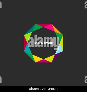 Gemstone, gem abstract geometric flat frame. Diamond sign with triangles. jewelry icon. Precious stone border. Gem colorful banner. Vector geometric s Stock Vector