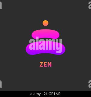 Zen logo, life balance and meditation icon. Minimal harmony sign. Spiritual practices logotype. Relaxation vector concept Stock Vector