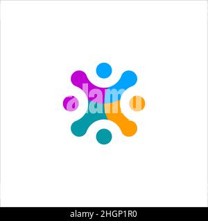 Teamwork icon, unity of people logo. Friendship, family abstract round symbol. Business community sign. Networking flat concept Stock Vector