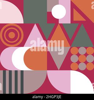 Bauhaus seamless pattern with geometric shapes. Bauhaus background with triangles, circles and squares Stock Vector