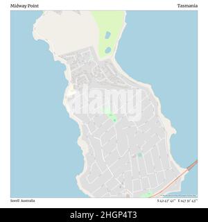 Midway Point, Sorell, Australia, Tasmania, S 42 47' 41'', E 147 31' 43'', map, Timeless Map published in 2021. Travelers, explorers and adventurers like Florence Nightingale, David Livingstone, Ernest Shackleton, Lewis and Clark and Sherlock Holmes relied on maps to plan travels to the world's most remote corners, Timeless Maps is mapping most locations on the globe, showing the achievement of great dreams Stock Photo