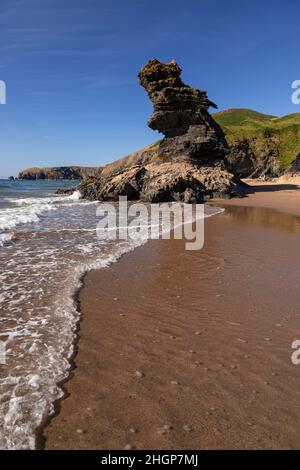 Rock formations at Llangrannog beach, Ceredigion, Wales Stock Photo