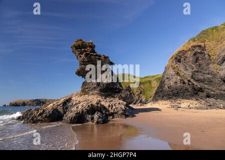 Rock formations at Llangrannog beach, Ceredigion, Wales Stock Photo