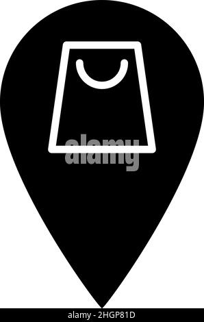 Shopping Bag Location Glyph Icon Vector Stock Vector