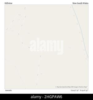 Hillview, Australia, New South Wales, S 29 37' 32'', E 153 6' 45'', map, Timeless Map published in 2021. Travelers, explorers and adventurers like Florence Nightingale, David Livingstone, Ernest Shackleton, Lewis and Clark and Sherlock Holmes relied on maps to plan travels to the world's most remote corners, Timeless Maps is mapping most locations on the globe, showing the achievement of great dreams Stock Photo