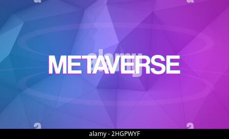 Metaverse word on technological blue and purple colorful background with circuits. NFT word on object technology of the digital cyber universe. Stock Photo
