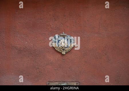 Stockholm. A fire mark or plaque signifying the building had fire ...