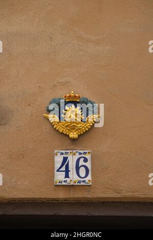 Stockholm. A fire mark or plaque signifying the building had fire ...