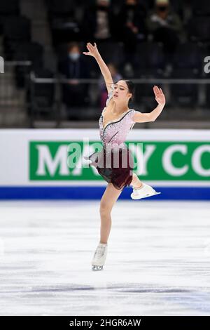 Young YOU (KOR), during Women Free Skating, at the ISU Four Continents Figure Skating Championships 2022, at Tondiraba Ice Hall, on January 22, 2022 in Tallinn, Estonia. (Photo by Raniero Corbelletti/AFLO) Stock Photo