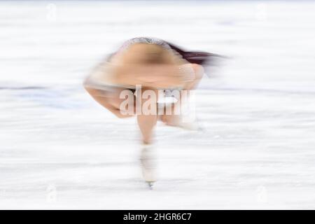 Young YOU (KOR), during Women Free Skating, at the ISU Four Continents Figure Skating Championships 2022, at Tondiraba Ice Hall, on January 22, 2022 in Tallinn, Estonia. (Photo by Raniero Corbelletti/AFLO) Stock Photo