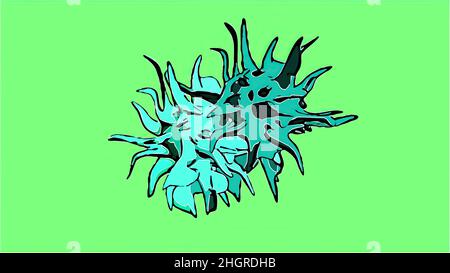 3d illustration - cancer cell on green sceen Stock Photo