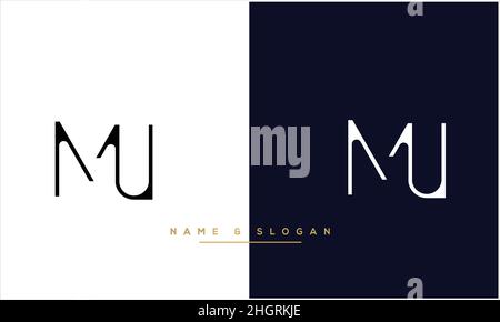 MU, UM Abstract Letters Logo monogram Stock Vector