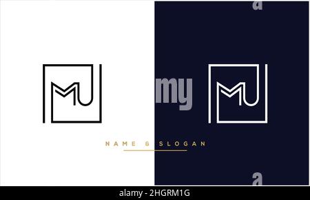 MU, UM Abstract Letters Logo monogram Stock Vector