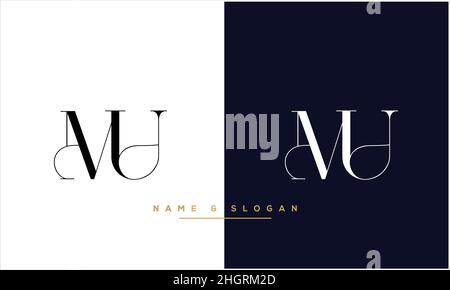MU, UM Abstract Letters Logo monogram Stock Vector