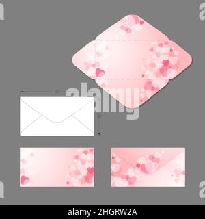 Envelope cut with holiday background. Standard size 167 x 88 mm in proportion. Isolated abstract graphic design template. Paper wallet mockup. Layout Stock Vector