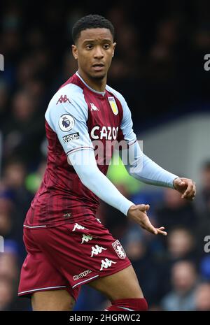 Liverpool, England, 22nd January 2022.  Ezri Konsa of Aston Villa during the Premier League match at Goodison Park, Liverpool. Picture credit should read: Darren Staples / Sportimage Stock Photo