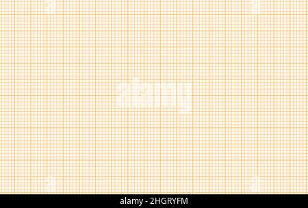 Orange millimeter graph paper grid seamless pattern. Digital ecg diagram hospital page. Geometric checkered background for blueprint, school, architec Stock Vector