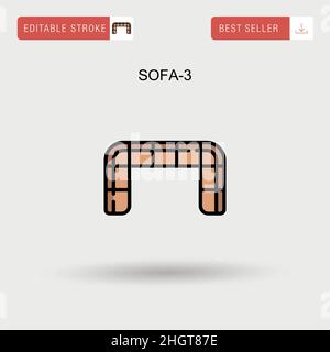 Sofa-3 Simple vector icon. Stock Vector