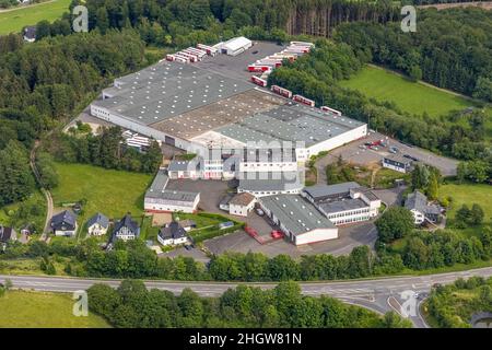 Aerial photograph, Heuel Logistik warehouse, Alte Dorfstraße, Germinghausen, Drolshagen, Sauerland, North Rhine-Westphalia, Germany, DE, Europe, freig