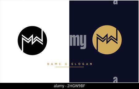MW, WM Abstract Letters Logo MONOGRAM Stock Vector