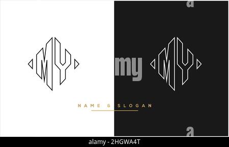 MY, YM Abstract Letters Logo monogram Stock Vector