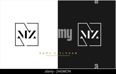MZ, ZM Abstract Letters Logo MONOGRAM Stock Vector
