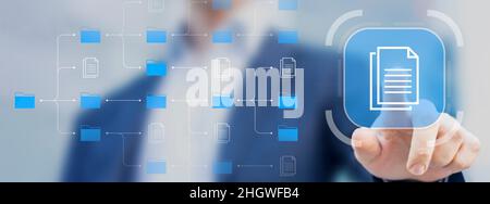 Document Management System (DMS) in complement to digitization and process automation to efficiently manage files, knowledge and documentation in ente Stock Photo